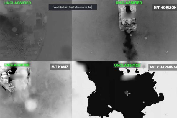 U.S. Central Command (CENTCOM) forces strike four of five Iranian crude oil tankers destroyed on September 8, 2026, after the Islamic Revolutionary Guard Corps (IRGC) launched two ballistic missile attacks against a U.S. Navy warship over the preceding two days. (Picture source: U.S. Central Command)