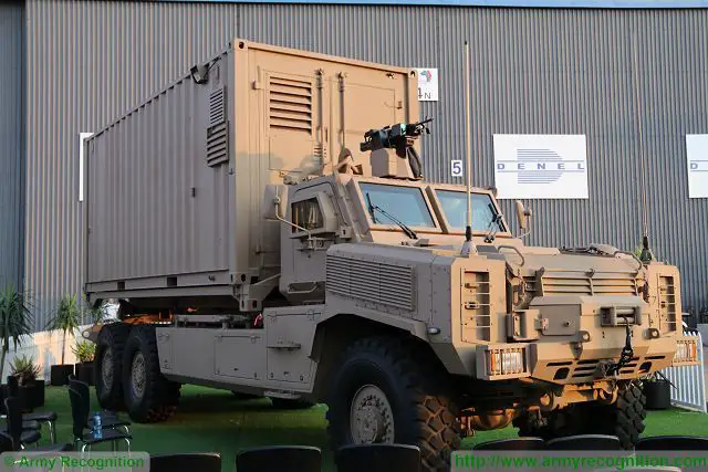 Denel Vehicle Systems from South Africa unveils new military truck demonstrator at AAD 2016, the Africa Aerospace and Defence Exhibition. This demonstrator is based on the RG31 Mk6 4x4 MRAP mine protected vehicle and called by Denel the "Africa Truck".
