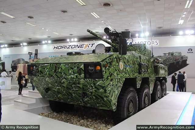 At DefExpo 2014, the Land, Naval & Internal Homeland Security Systems Exhibition in New Delhi, the Indian Defense Company TATA Motors unveils its new local-made 8x8 amphibious armoured vehicle platform, the "Kestrel". The KESTREL is a Wheeled Armored Amphibious Platform, designed and developed indigenously with DRDO, for optimised survivability, all-terrain performance and increased lethality. 