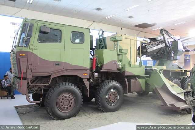 At Defexpo 2014, the International Defense Exhibition in New Delhi, the Company TATA Motors unveils its latest project of artillery system with a new wheeled howitzer. A 155 mm 52 caliber howitzer is mounted on an eight-wheeled Tata military truck to enhanced mobility. 