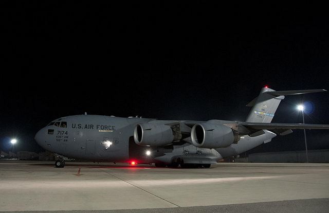The first American transport aircraft C-17 arrived in Mali with French soldiers and equipment, Tuesday, January 22, 2013. The U.S. Air Force has flown five C-17 flights into Bamako, delivering more than 80 French troops and 124 tons of equipment thus far in an ongoing airlift operation. United States is is still considering a French request for U.S. aerial refueling support.