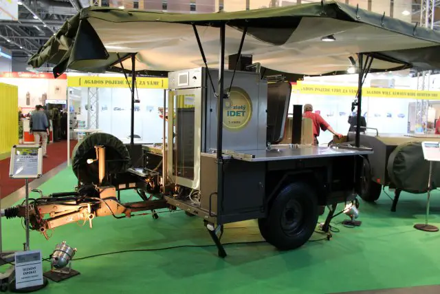 The Czech company Agados Trailers unveils its new mobile field systems at IDET 2017, in Brno, Czech Republic. Agados highlights its mobile field kitchen for full-menu catering: the PK 4 (Kaga).