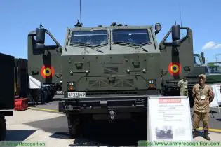 LAROM 160mm MLRS Multipl Launch Rocket System on 6x6 truck chassis Romania army front view 002
