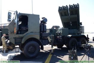 LAROM 160mm MLRS Multipl Launch Rocket System on 6x6 truck chassis Romania army left side view 002