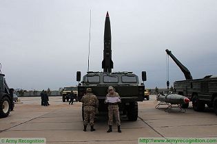 SS-21 Scarab 9M79 Tochka BAZ-5921 mobile short range ballistic missile Russia Russian front side view 002