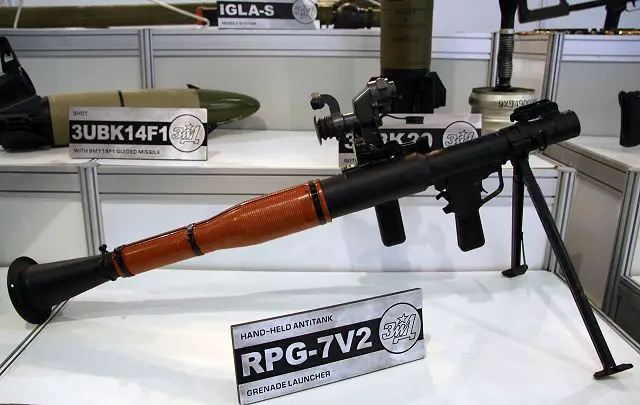 There are several slightly differing variant of RPG-7 with RPG-7V2 being the latest one. RPG-7V2 was brought into service in 2001. The launcher received new UP-7V attaching lug for optical scopes. Nevertheless, Picatinny rail sights cannot be installed on RPG-7V2 without special extension bar.