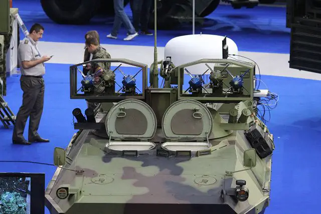 The BOV M83 anti-tank guided missile carrier is showed at Partner 2015 with two new types of upgraded anti-tank guided missiles (ATGW) Malyutka 2. Mounted on the roof of this vehicle is a pod containing six ATGWs.