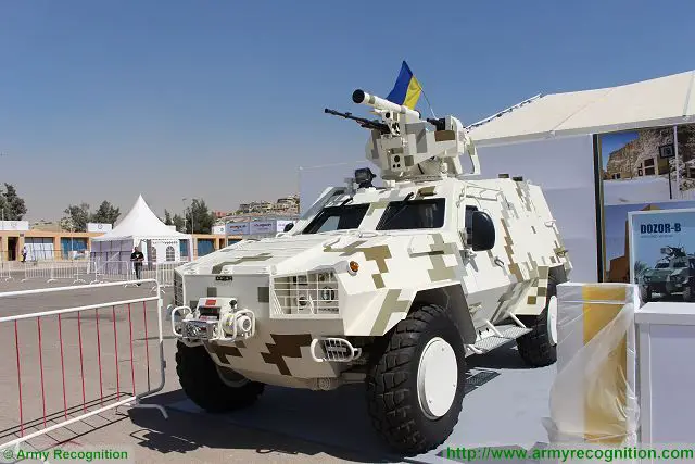 The Ukrainian State Company UKROBORONPROM ready to market the final version of its DOZOR-B light 4x4 armoured vehicle personnel carrier in the Middle East. At SOFEX 2016, the Ukrainian Company showcases the DOZOR-B fitted with a new remotely weapon station. 