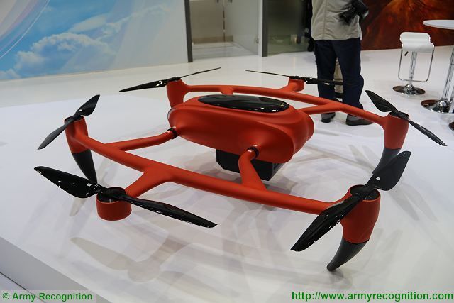 The Chinese Company CATIC (China National Aero-Technology Import & Export Corporation) presents the world's first Hydrogen fueled Drone HYDrone 1800 at IDEX 2017, the International Defence Exhibition in Abu Dhabi, United Arab Emirates. 