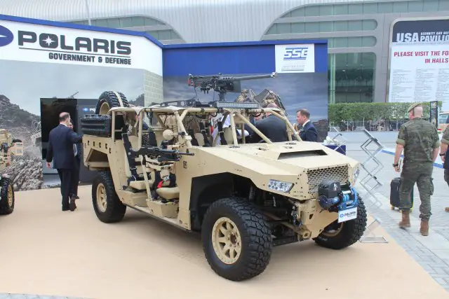 At IDEX 2017, Polaris displays its DAGOR ultra-light combat vehicle. Launched in 2014, the DAGOR was developed by Polaris to fill a mobility gap for light infantry, expeditionary and special operations forces.