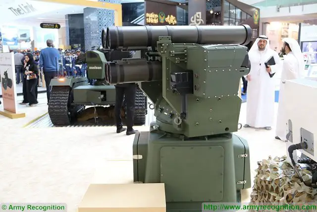 At IDEX 2017, Defense Exhibition in Abu Dhabi (UAE), the Turkish Company Aselsan showcases its anti-tank missile launching system which can be easily integrated to wheeled and tracked combat vehicles. This turret can be fitted with different types of anti-tank guided missiles from Russian or European manufacturers.