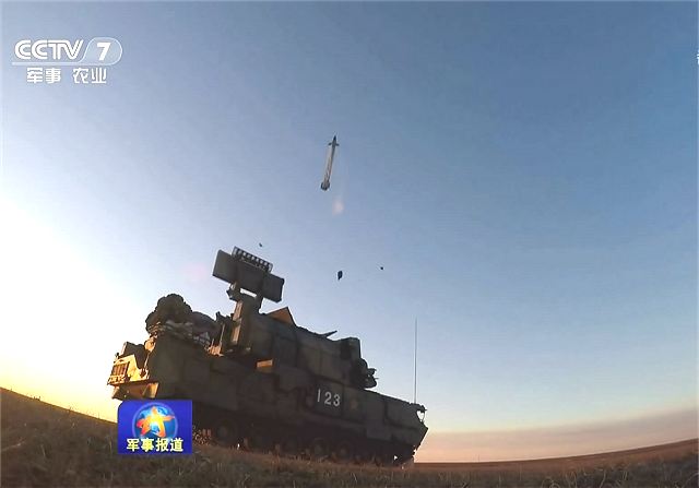 A footage from Chinese TV channel CCTV 7 has showed the use of the PGZ07 Twin-35mm self-propelled anti-aircraft cannon and the HQ-17 a short to medium range air defense missile system which seems very similar to the Russian-made TOR-M1. 