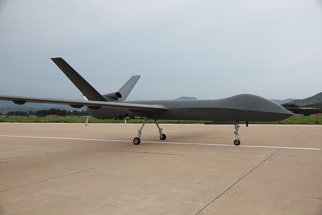 Production model of Chinese-made CH-5, also called Rainbow 5 UAV (Unmanned Aerial Vehicle) performs trial flight in north China's Hebei Province, July 14, 2017. The CH-5 was unveiled during AirShow China in November 2016. 