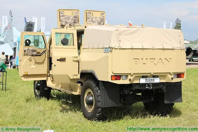 At MAKS 2017, the AirShow in Russia, Russian defense industry unveils a new 4x4 armoured vehicle called Buran, the vehicle has a new design compared to standard wheeled armoured vehicle with three doors on each side of the hull. 