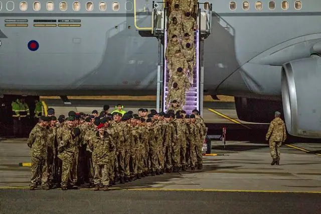 British soldiers from the 5th Battalion The Rifles Battlegroup (5 RIFLES), including members of an Armoured Engineer Squadron, Military Police Detachment, Artillery Group and Port Task Group, arrived at Amari airbase in Estonia, Saturday, March 18, 2017.