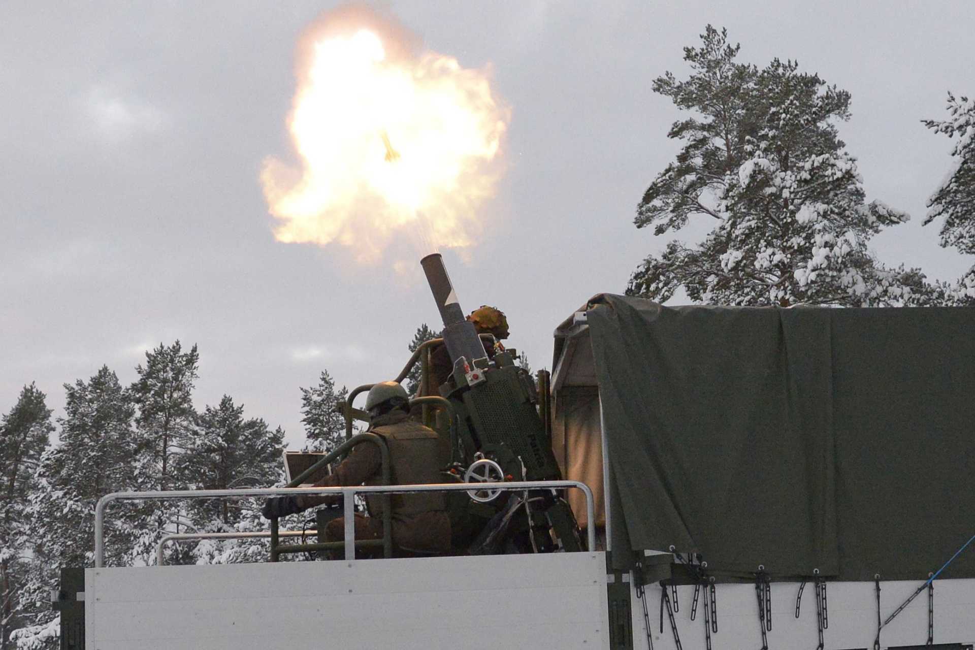 In Arctic conditions (characterized by deep snow, freezing temperatures, and rugged terrain), towed mortars can be extremely difficult to maneuver; the more mobile Patria Tremos therefore allows Finnish units to practice rapid "shoot-and-scoot" tactics. (Picture source: Patria)