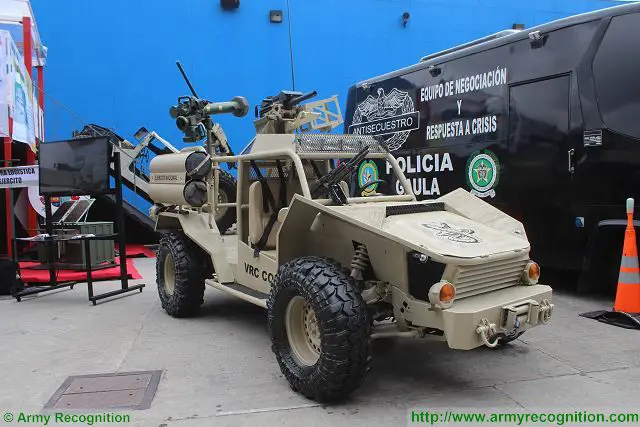 At ExpoDefensa 2015, Maintenance battalion of the Colombian Armed Forces showcases its new light reconnaissance vehicle VRC Cobra (Vehiculo de Reconocimiento de Combate - Reconnaissance Combat Vehicle) especially dedicated to be used in extreme and all-terrain conditions. 