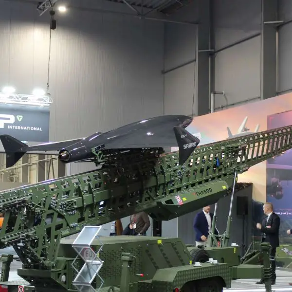 KBP International showcased its SABRE high-speed attack drone and CATA launcher at Future Forces 2026 in Prague, combining 400 km/h speed, a 30 kg payload and up to 400 km of stated range for rapid field-deployed strike missions (Picture Source: Army Recognition Group)
