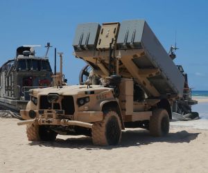 The U.S. Marine Corps is expanding its Naval Strike Missile launcher force under a $50.3 million Kongsberg contract to strengthen mobile sea-denial operations across the First Island Chain (Picture Source: U.S. Marine Corps)