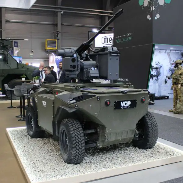 VOP CZ showcased its TAROS V4 4x4 unmanned ground vehicle armed with the EOS Slinger counter-drone weapon system at Future Forces Forum 2026 in Prague, highlighting a mobile approach to defeating aerial threats while reducing soldiers' exposure to danger (Picture Source: Army Recognition Group)
