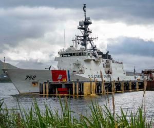 U.S. Coast Guard Cutter Stratton prepares to depart Dutch Harbor, Alaska, on Sept. 17, 2026, ahead of Operation TUNDRA MERLIN, a U.S.-Canadian Bering Sea exercise integrating naval forces, maritime patrol aircraft, F-35 fighters and E-3 airborne warning aircraft.
