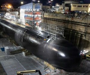 Virginia-class fast-attack submarine USS Colorado (SSN 788) undergoes maintenance at Pearl Harbor Naval Shipyard in Hawaii, highlighting the drydock capacity Trump wants to expand through a proposed fifth public Navy shipyard to improve U.S. submarine readiness in the Indo-Pacific.