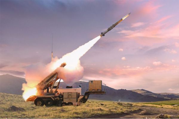 A PAC-3 MSE interceptor is launched from a Patriot system. L3Harris provides the missile’s two-pulse solid rocket motor, Lethality Enhancer and Attitude Control Motors. (Credit: Lockheed Martin)