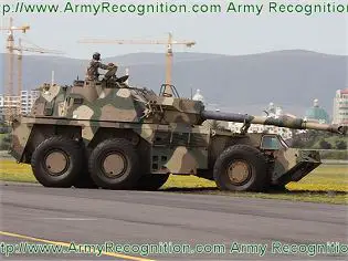 G6 Rhino G6-45 155mm wheeled self-propelled howitzer data sheet specifications description information intelligence pictures photos images video  identification South Africa African army defence industry military technology Denel Land Systems artillery armoured vehicle