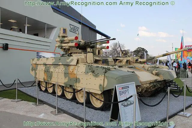 Russia presents several full-scale weapon systems together for the first time at the international arms exhibition Africa Aerospace and Defence 2012 (19-23 September 2012, the Republic of South Africa). The BMPT tank support combat vehicle and the upgraded T-72 main battle tank are the main products shown at the Africa Aerospace and Defence Exhibition. 