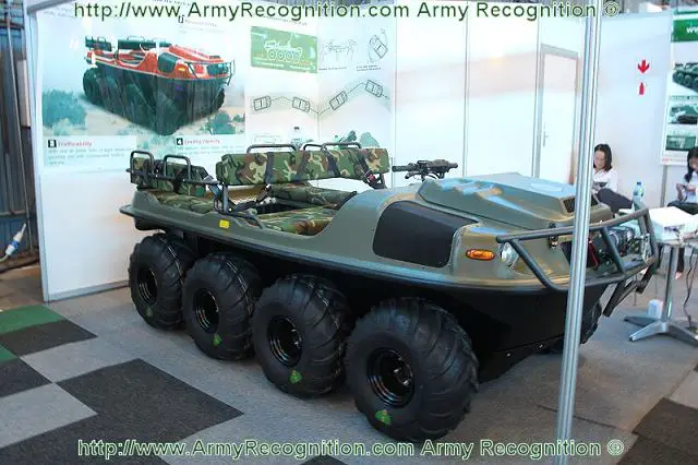 Large presence of the Chinese defence industry at AAD 2012 Africa Aerospace and Defence Exhibition which shows its latest technological innovations for military use. The Chinese Company Yiwu Xibeihu Special Vehicle presents its new amphibious light all-terrain vehicle, the Xibeihu 8x8 ATV (All-Terrain Vehicle). 
