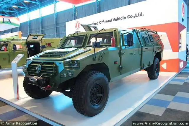 Chinese Defense Industry unveils at AAD 2014, a new version of the Dongfeng-Mengshi with an extended chassis and fitted with armour to increase protection and payload. The vehicle can carry a total of 10 military personnel including driver and commander. 