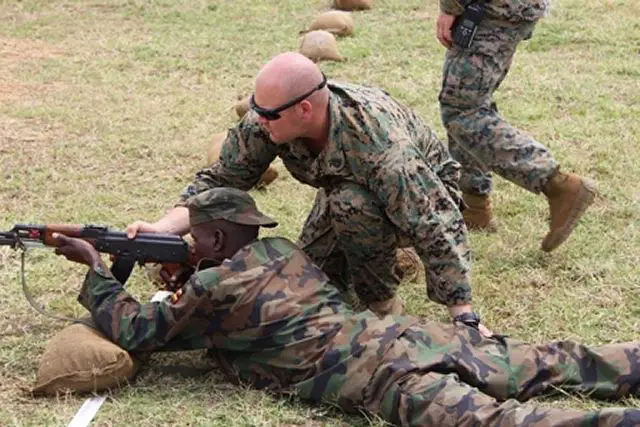 A small team of Marines of United States Armed Forces with U.S. Marine Forces Africa (MARFORAF) traveled to Kampala, Uganda in March 2012 to train soldiers of the Uganda People's Defence Force (UPDF) in counter-terrorism combat engineering. 