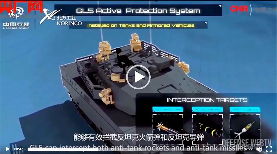 GL5 APS Chinese made NORINCO Active Protection System for tanks and combat vehicles 925 001