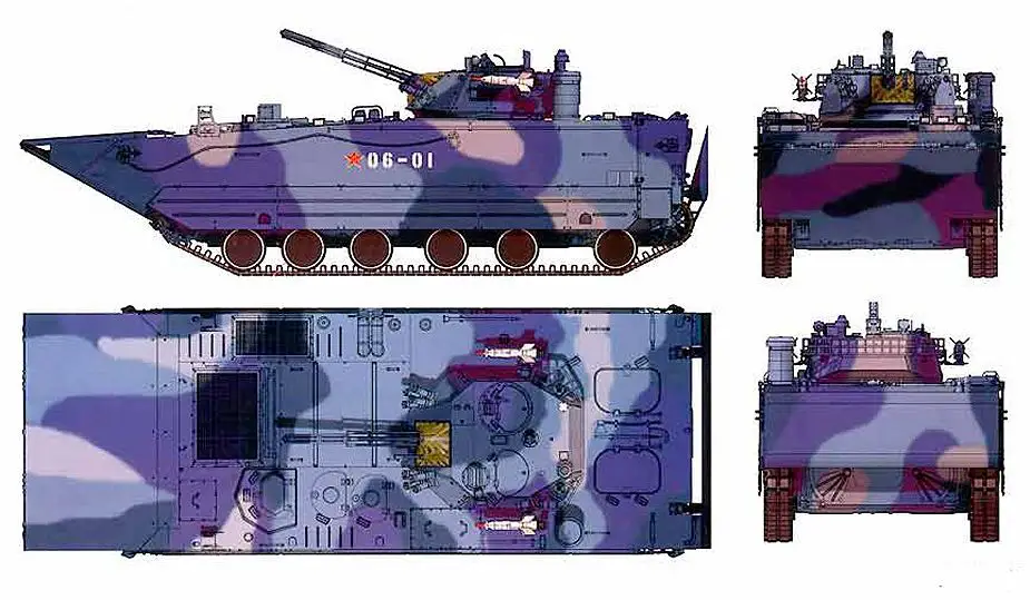 ZBD 05 VN 18 amphibious tracked armoured infantry fighting combat vehicle China Chinese Army line drawing blueprint 001