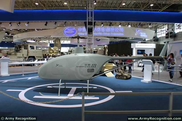 At the China International Aviation & Aerospace Exhibition 2014 (AirShow China), Chinese Defense Company NORINCO (China North Industries Corporation) has unveiled a new unmanned helicopter, the Sharp Eye III. This unmanned rotary aircraft is especially designed to be used as a multi-task UAV (Unmanned Aerial Vehicle) for military applications. 