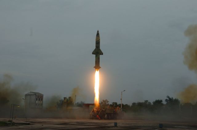 India on Tuesday, December 3, 2013, successfully test-fired indigenously developed nuclear-capable Prithvi-II missile with a strike range of 350 km from a test range at Chandipur in Odisha as part of a user trial by defence forces. The surface-to-surface missile was test-fired at around 10:05am from a mobile launcher in salvo mode from launch complex-3 of the Integrated Test Range, about 15 km from here, defence sources said.