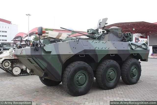 At IndoDefence 2014, Pindad presents a new version of its ANOA-2 6x6 armoured vehicle personnel carrier fitted with a Denel's LCT20 turret armed with a 20mm cannon. PT. PINDAD is an Indonesian government owned manufacturing industry specializing in military and commercial products.