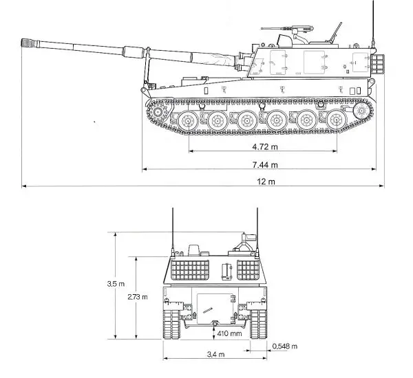 K9 Thunder self propelled howitzer 155 MM South Korea South Korean Army line drawing blueprint 001