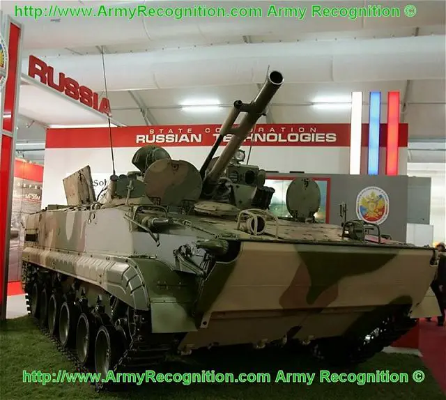 The upgraded BMP-3M agile IFV will surely catch the attention of specialists. Its new digital ballistic computer and thermal sighting system with automatic target tracker have drastically improved the operational effectiveness of the armaments consisting of a 100mm smoothbore gun/launcher, a 30mm automatic cannon and a 7.62mm machine gun mounted in a single stabilized weapons module. 