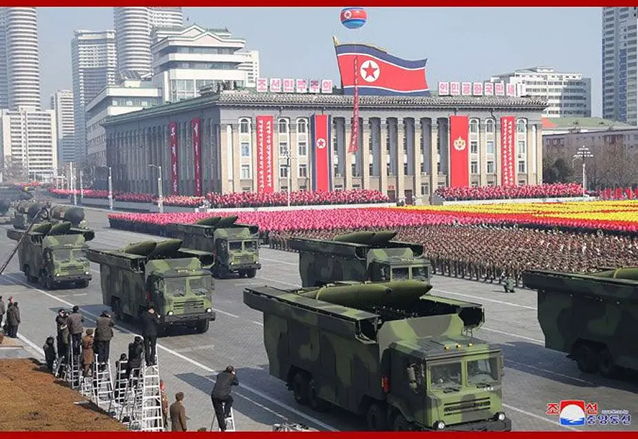 Iskander copy tactical missile North Korea army military parade February 2018 925 001