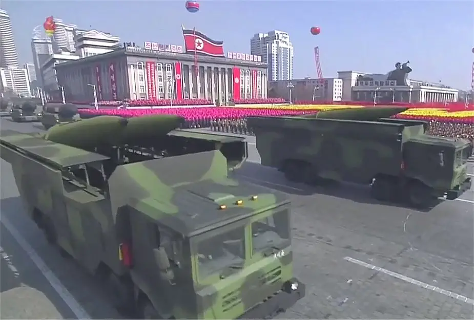 Iskander copy tactical missile North Korea army military parade February 2018 925 002