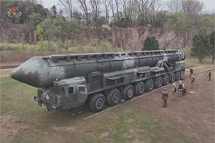 Hwasong 18 ICBM three stages solid fueled intercontinental ballistic missile North Korea left side view 001