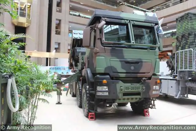 The Taiwanese army presents its new multi-caliber MLRS Multiple Launch Rocket System RT-2000 at TADTE 2013, the Taipei Aerospace and Defense Technology Exhibition in Taiwan. The rocket launcher system is mounted on a 8x8 MAN military truck. 