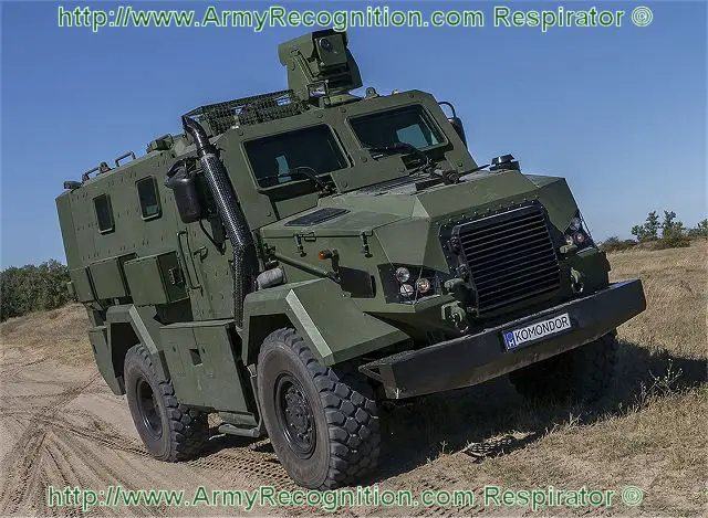 At IAV International Armoured Vehicles 2013, the Hungarian Company Respirator presents its new 4x4 armoured vehicle in the category of MRAP (Mine-Resistant Ambush Protected), the KOMONDOR. Development of the KOMONDOR armoured vehicle started in 2010, and only after two years, Respirator is ready to produce the vehicle for one or hundred units. 