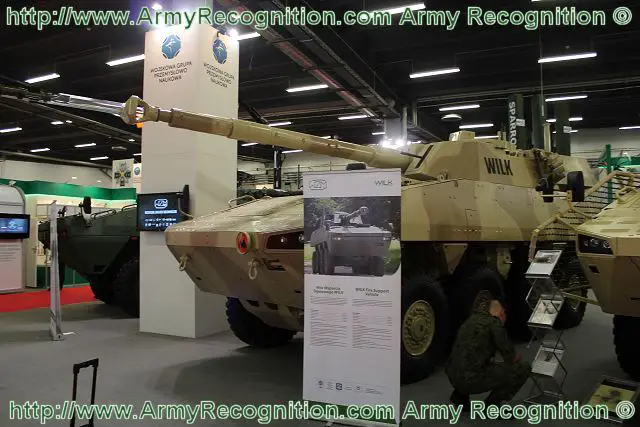 At the International Defence Industry Exhibition MSPO 2012 in Poland, the Polish Company AMZ and the Belgian Company CMI Defence present a new joint product the WILK FSV (Fire Support Vehicle) which is based on the Rosomak 8x8 chassis equipped with the CT-CV 105 mm turret systems. 