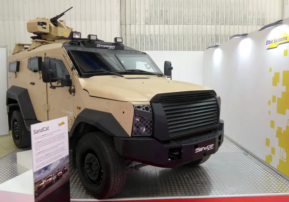 Elbit Systems SandCat Medium Light Protected Vehicle on display