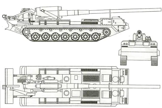 2S7 Pion M-1975 SO-203 203mm self-propelled gun technical data sheet specifications information description pictures photos images video intelligence identification Russia Russian Military army defence industry military technology equipment