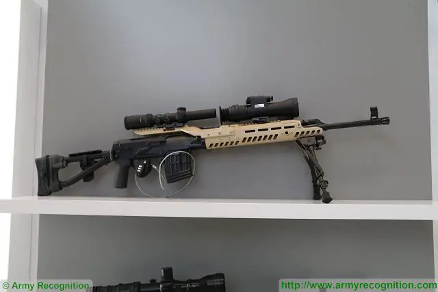 The new sniper rifles of Kalashnikov at Army 2016 are the SVD and the SVDS with modernization kit which includes folding shoulder stock with adapter, pistol grip, mount, forend, sound suppressor, new magazine, safety lever and sling. 