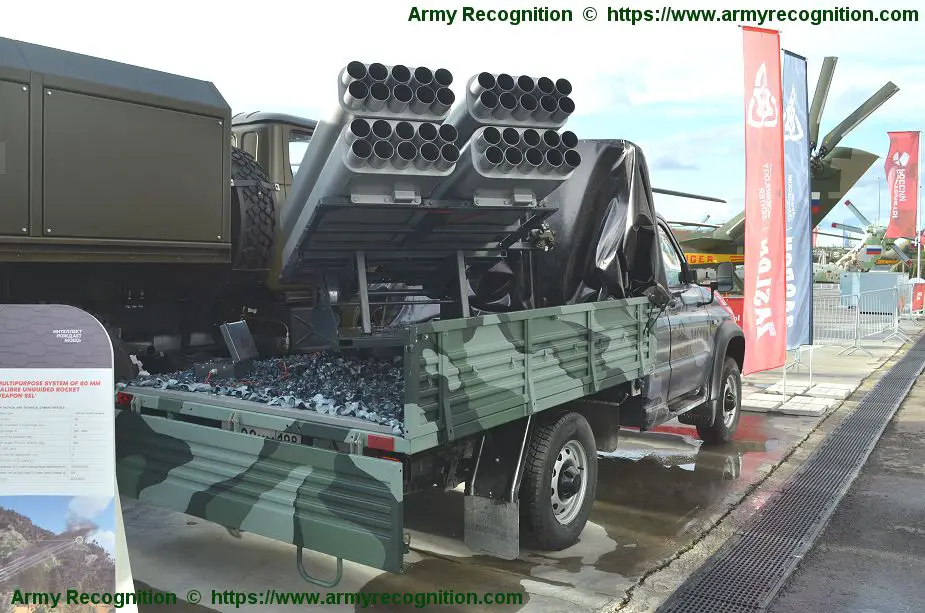 Zaslon Center presents new 80mm MLRS based on 4x4 UAZ pickup at Army 2018 defense exhibition Russia 925 001