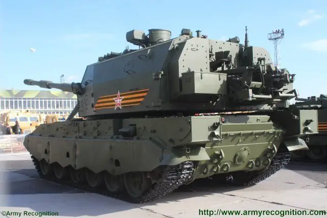 Brand new 2S35 Koalitsiya SV self propelled howitzer showcased for the first time in exhibition 640 002